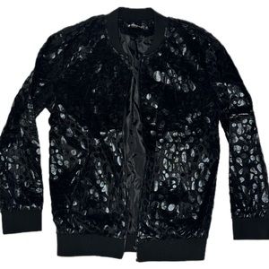 Allegra K Men Leopard Zip Up Plush Jacket